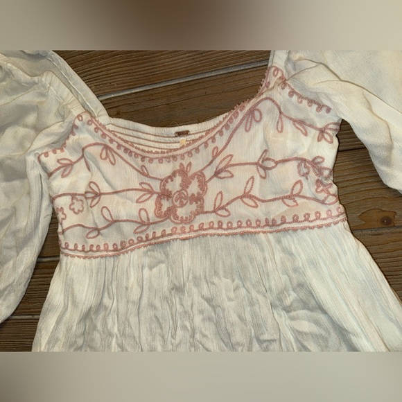 Free People Wedgewood Off-Shoulder Maxi Dress with Pink Embroidery - Picture 4 of 8